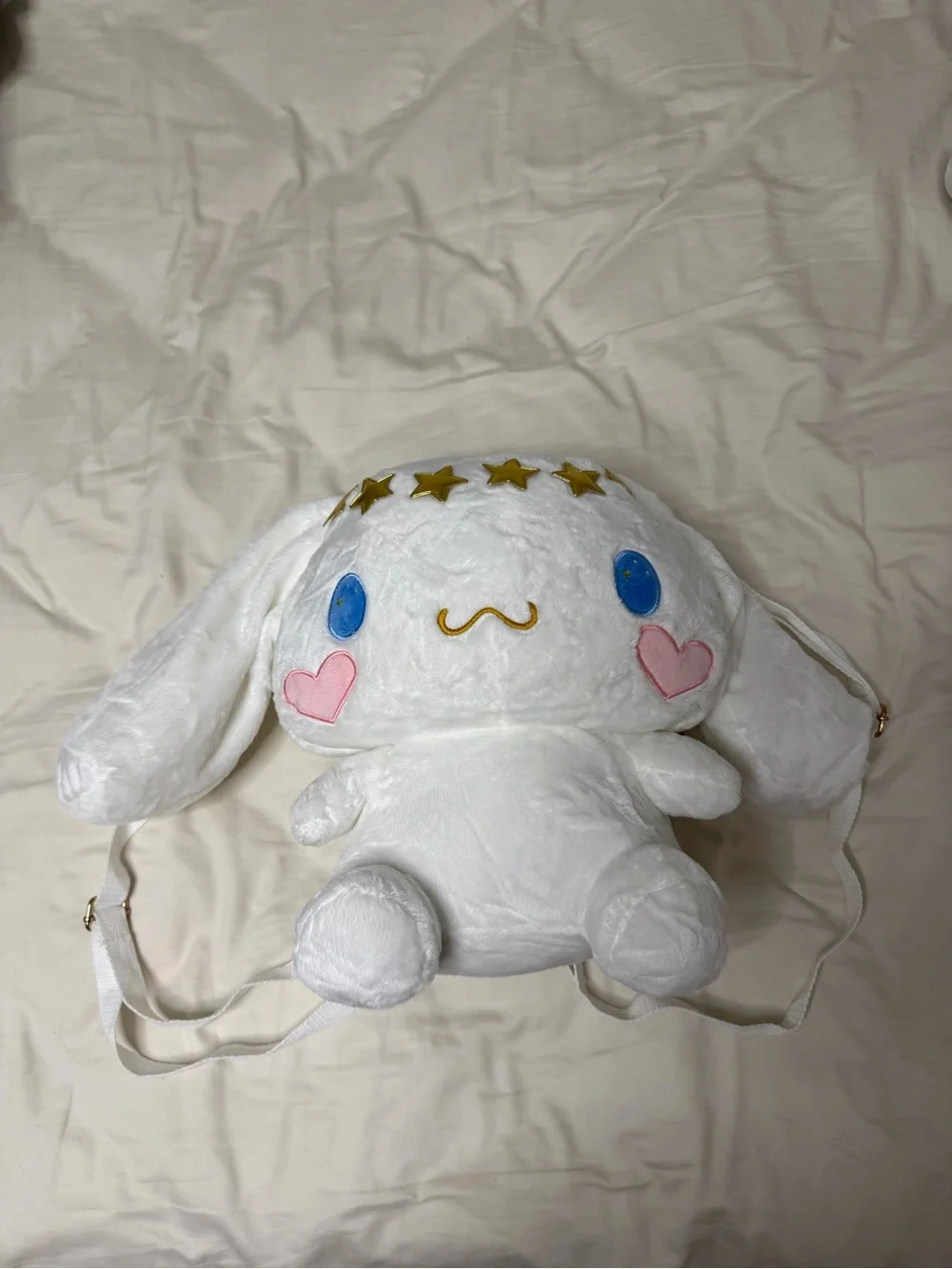 White Cinnamoroll Plush Backpack with Star Accents